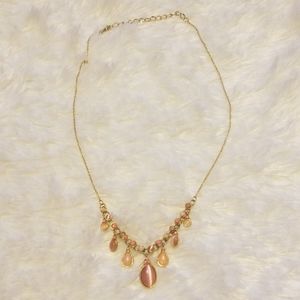 Vintage Premier gold and pink dangle necklace